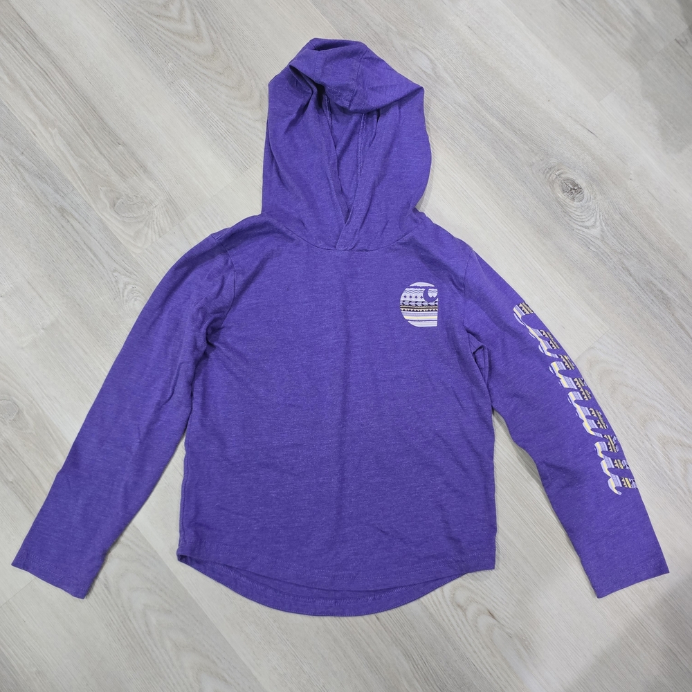 Carhartt Girls' Long-Sleeve Hooded Pattern Logo Tee Purple Size 6